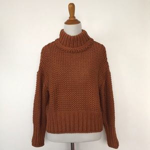 Free People Chunky Knit Sweater in Rust